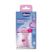 Chicco biberÓn natural feeling rosa, 250 ml, 2m+