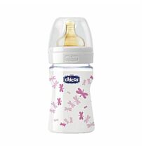 Biberon 0 bpa cristal t caucho - chicco fisiologico natures glass b ancha flujo normal (0m+ 150 ml rosa)
