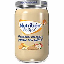 Nutribén potitos manzana, naranja y plátano con galleta, 235 g