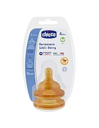 Tetina caucho - chicco fisiologico b ancha (3 orificio flujo rapido  4m +2 u)