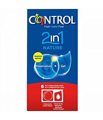 Control nature 2 en 1, 6 preservativos + 1 dosis de gel lubricante
