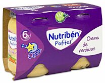 Nutribén Pack cena, 2 x 190 g,  crema de verduras