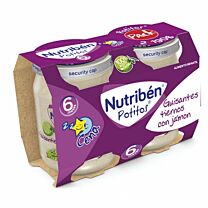 Nutribén Pack cena, 2 x 190 g, guisantes tiernos con jamón