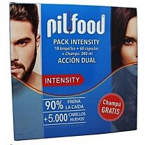 Pilfood intensity dual action 18 ampollas + 60 capsulas + champÚ 200ml