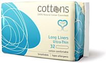 Compresas Cottons long liners, sin alas, 32 unidades