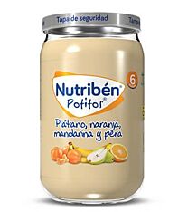 Nutribén potitos plátano, naranja, mandarina y pera, 235 g