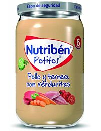 Nutribén potitos, pollo y ternera con  verduritas, 235 g