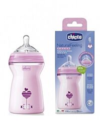 Chicco biberÓn natural feeling rosa, 330 ml, 6m+