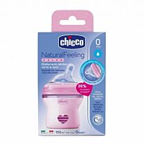 Chicco biberÓn natural feeling rosa, 150ml, 0m+